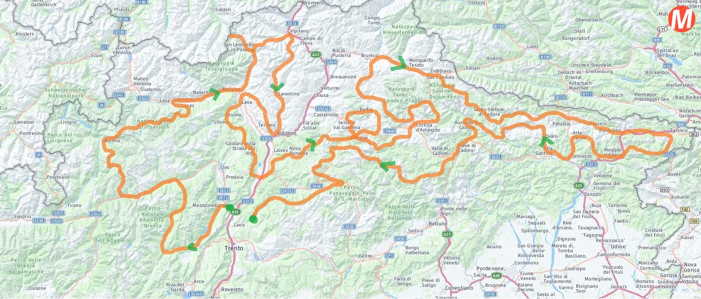 AlpiInMotoItinerarioInMotoDolomiti