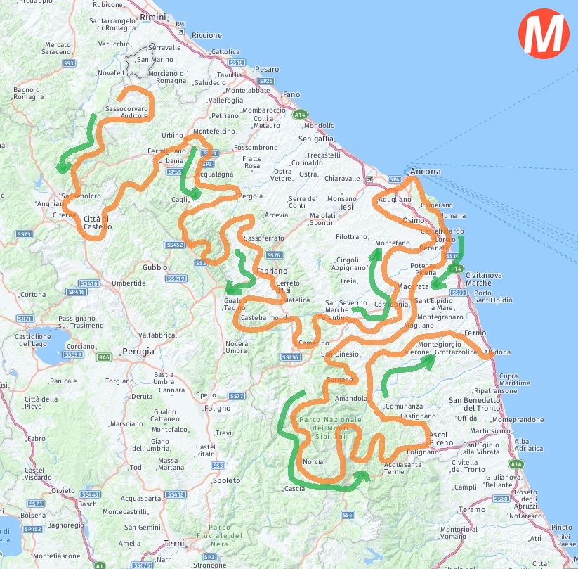 MarcheInMotoItinerarioInMotoMarche