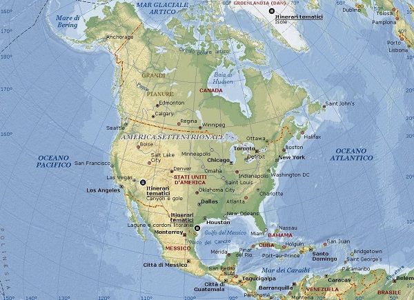 Motoavventure Viaggi in moto Stati Uniti America USA Cartina fisica
