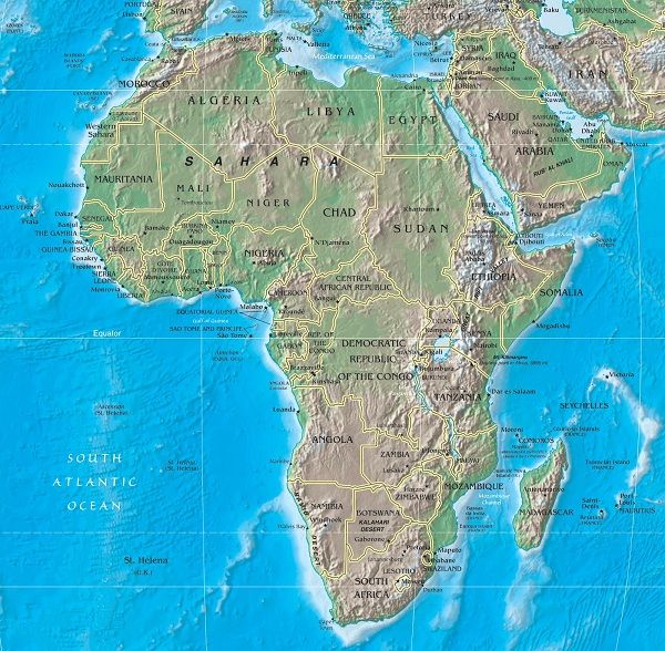 Motoavventure Viaggi in moto in Africa Cartina fisica